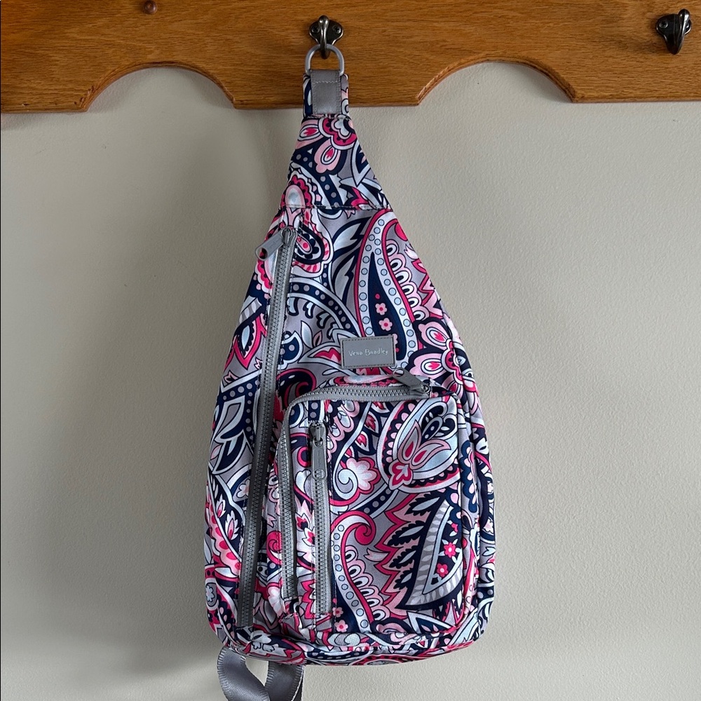 Vera Bradley Navy and Pink Paisley Crossbody Sling